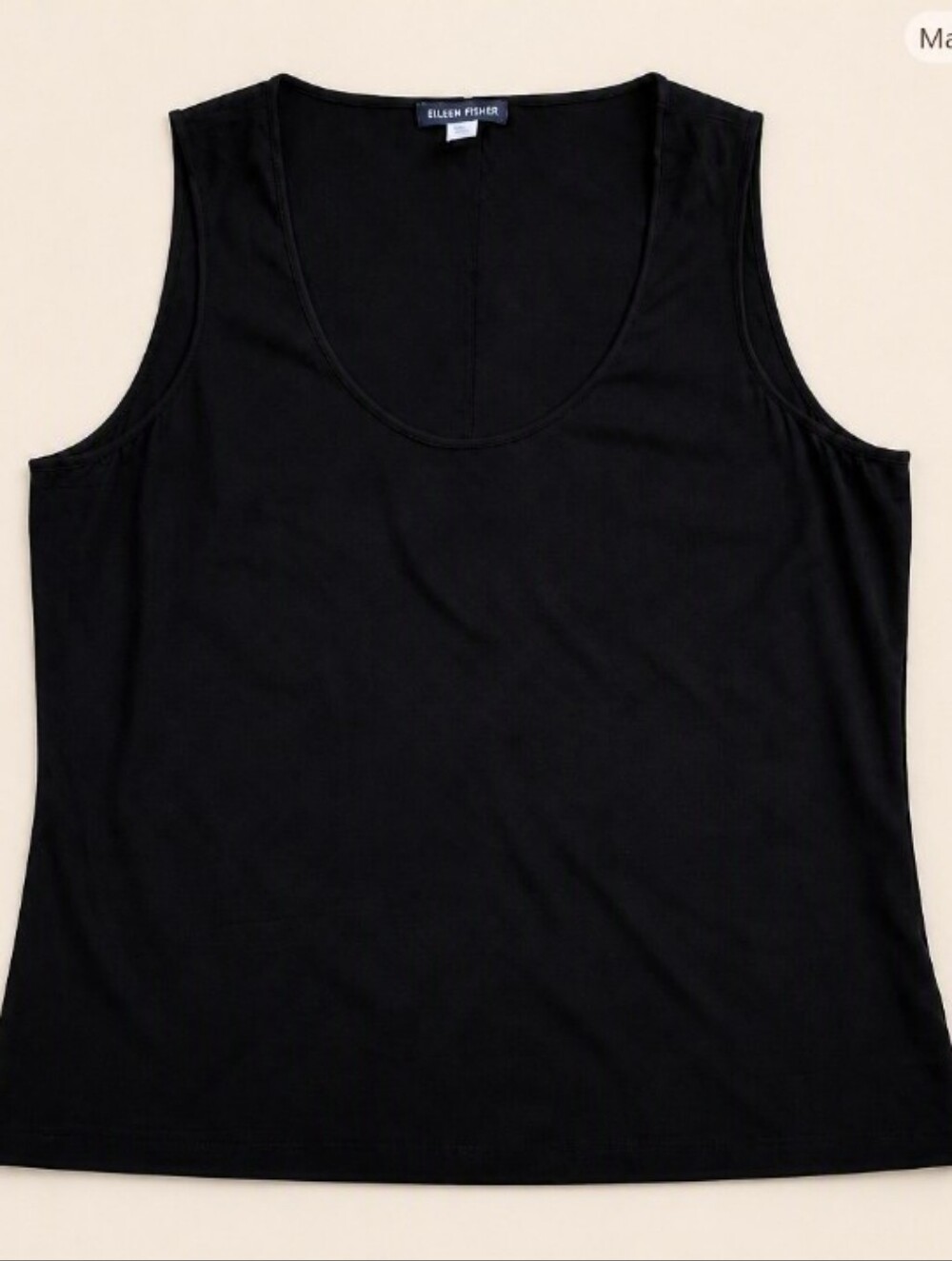 NWOT Eileen Fisher 100% Silk Scoop Neck Sleeveless Top Black Medium